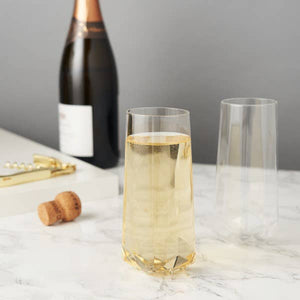 Seneca™ Faceted Stemless Crystal Champagne Flutes - Set of 2