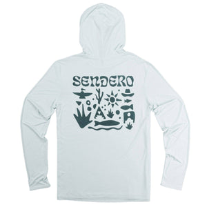 Graphic Yucatan Bamboo Hoodie: Frio Blue Print