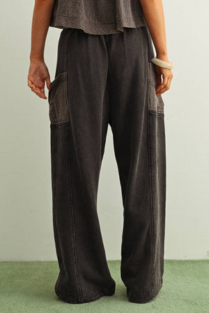 Stripe Pocket Utility Sweatpants- Black