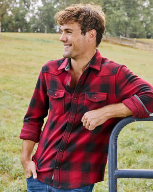 Desert Son Hero Knit Flannel : Red/Charcoal