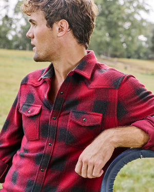 Desert Son Hero Knit Flannel : Red/Charcoal