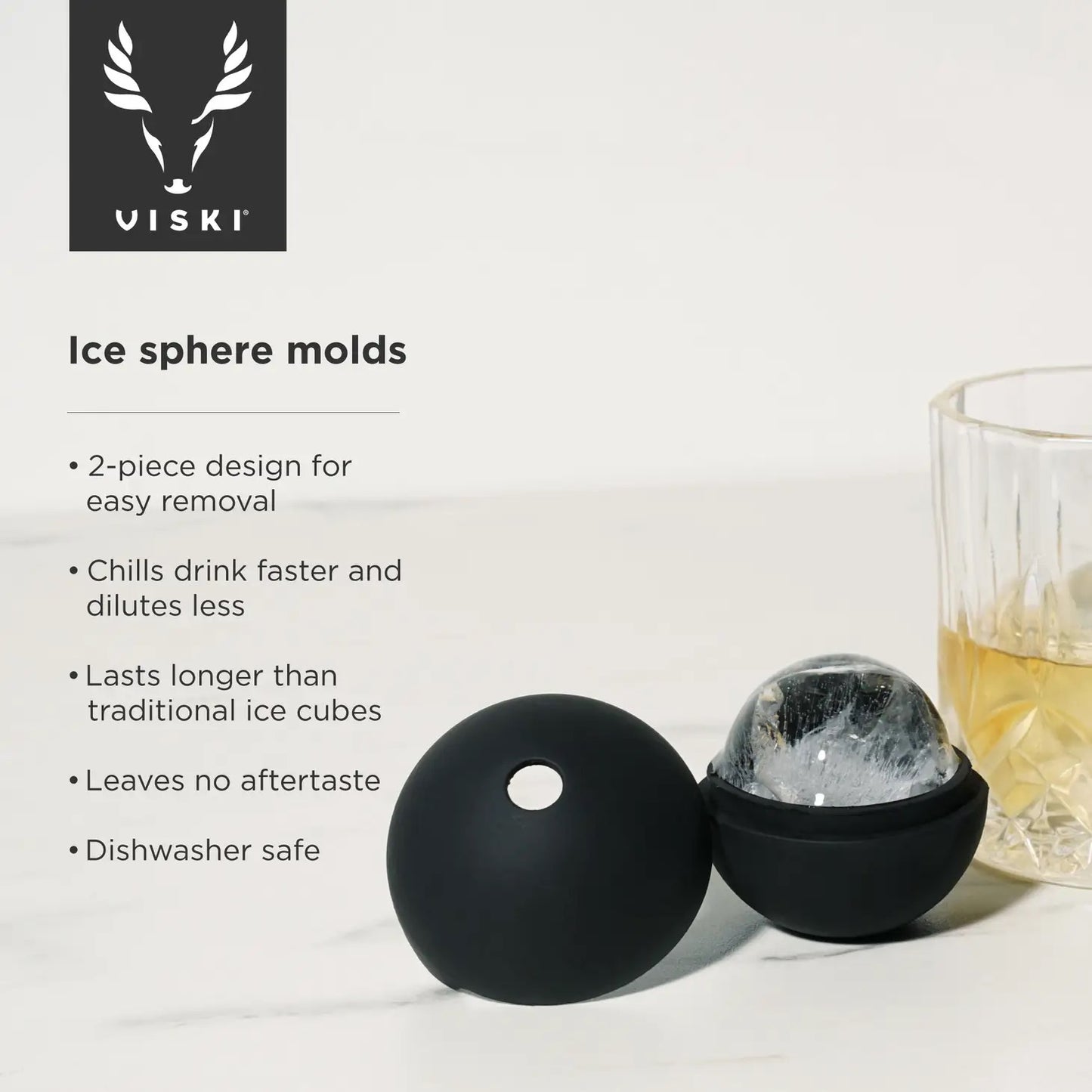 Viski 4 liquor glass and ice sphere set