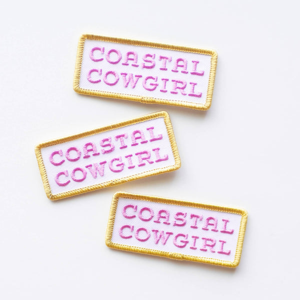 Coastal Cowgirl Embroidered Iron on Patch (Purple+Gold)