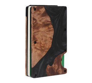 Slim Wood/Aluminium Wallet with Money Clip : Black