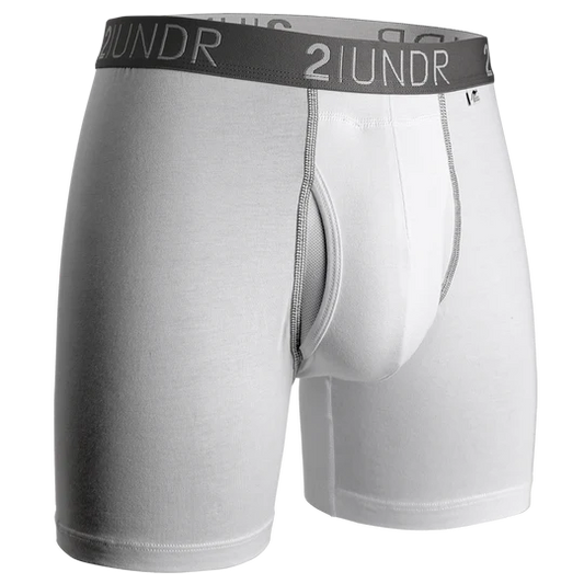 2UNDR Swing Shift Boxer Brief - White/Grey (6" inseam)