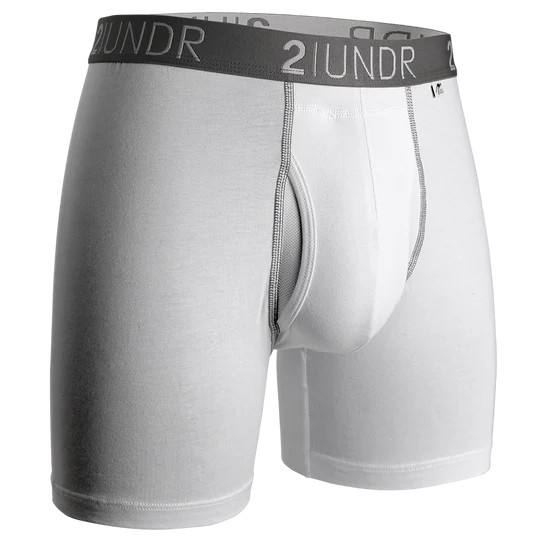 2UNDR Swing Shift Boxer Brief - White/Grey (6" inseam)