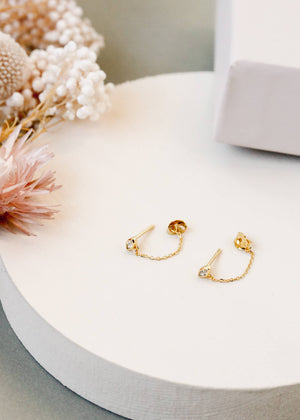 Chain Huggie - Stud - Gold Earrings