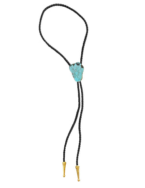 Gemstone Bolo Tie - Turquoise: Black / Gold