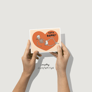 Let's Bone Funny Skeleton Cartoon Valentine Card