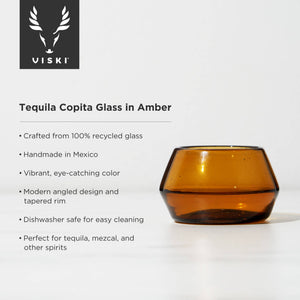 Amber Tequila Copita Handmade Recycled Glass