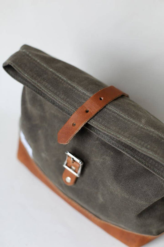 Roll Top Dopp Kit in Waxed Canvas - Forest