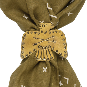 Brass Bandana Slide - Large Thunderbird - Scarf Ring