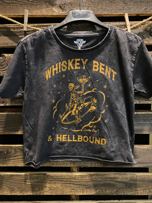 Whiskey Bent hellbound regular Cropped Acid wash T-shirt