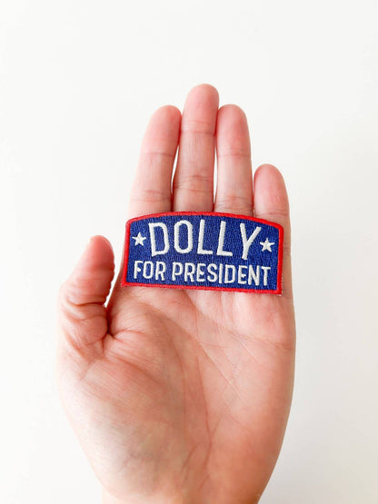 Dolly for President Navy Iron-On Patch Western Cowgirl