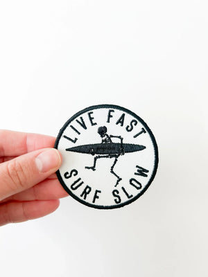 Live Fast Surf Slow Patch Embroidered Iron-On Patch