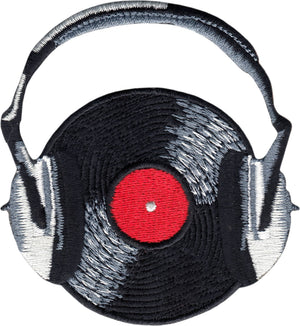 Patch - Vinyl Record & Headphones - Music Band DJ Musician