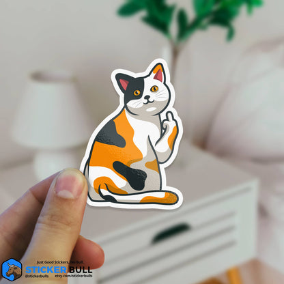 Cat Flipping Off Sticker