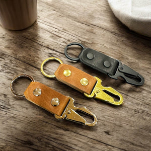 EDC Key-Clip with Bottle Opener: Brass / Brown