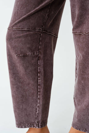 Cotton Blend Cropped Straight Leg Pants : Coffee Bean