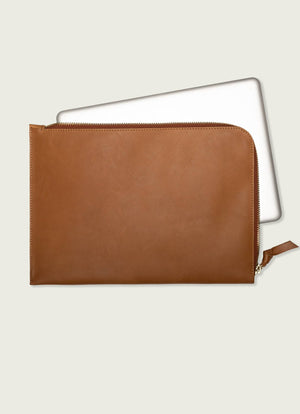 13'' Leather Laptop Sleeve: Tan