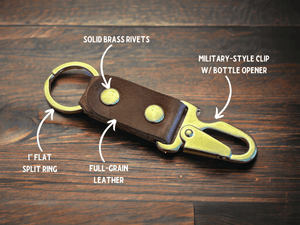 EDC Key-Clip with Bottle Opener: Brass / Brown
