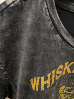 Whiskey Bent hellbound regular Cropped Acid wash T-shirt