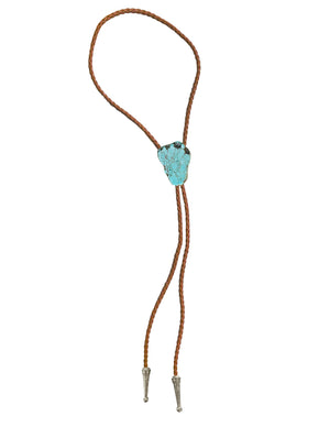 Gemstone Bolo Tie - Turquoise: Brown / Gold