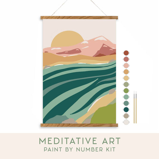 River Walk Meditative Art Paint by Number Kit: Kit + Magnetic Frame