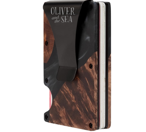 Slim Wood/Aluminium Wallet with Money Clip : Black
