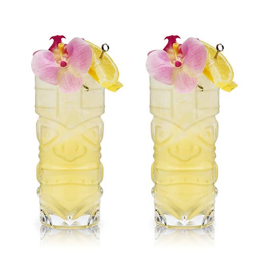 Pacific™ Crystal Tiki Glasses - Set of 2