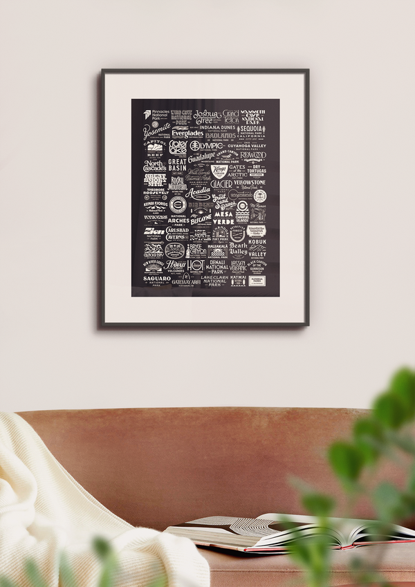 National Park Type Poster - Black / 18x24