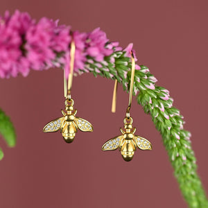 Brass Vintage Bee Earrings