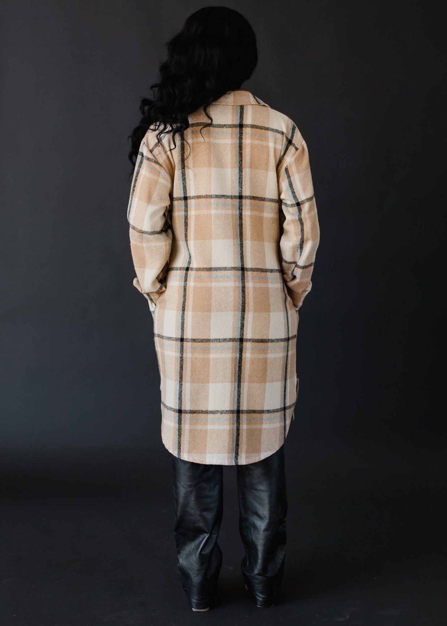 Whistler Plaid Long Flannel - Tan, Black & Beige