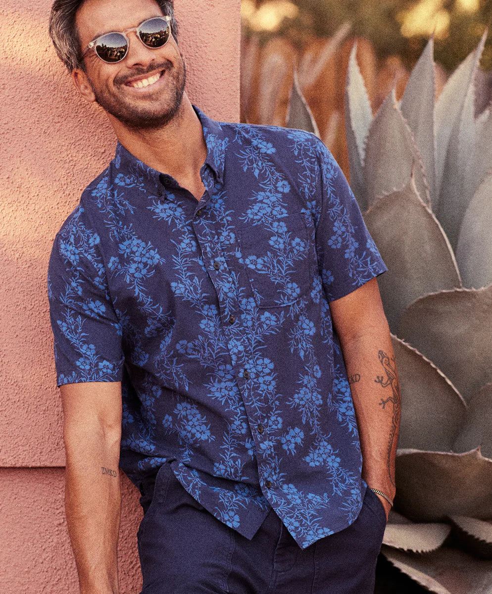 Short Sleeve Studio Shirt- Marine Wildflower