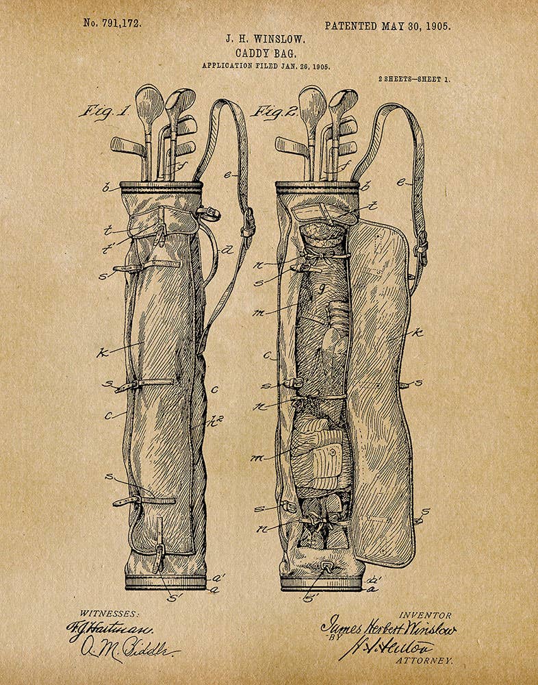 Caddy Bag 1905 Print  - Parchment