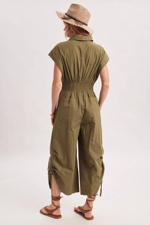 Button Down Jumpsuit - Olive