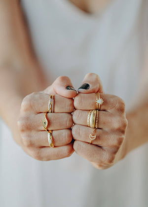 Gold Rings - Opal Burst CZ: 7