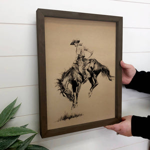 Ride 'Em Cowboy Wood Framed Canvas Art