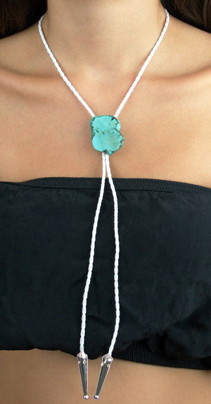 Gemstone Bolo Tie - Turquoise: Brown / Gold