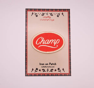 Champ Vintage Style Embroidered Iron On Patch