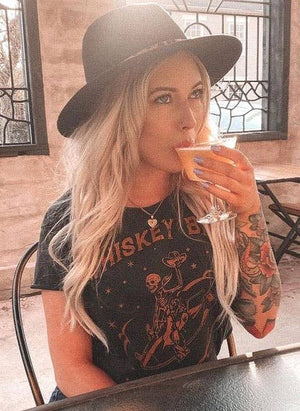 Whiskey Bent hellbound regular Cropped Acid wash T-shirt