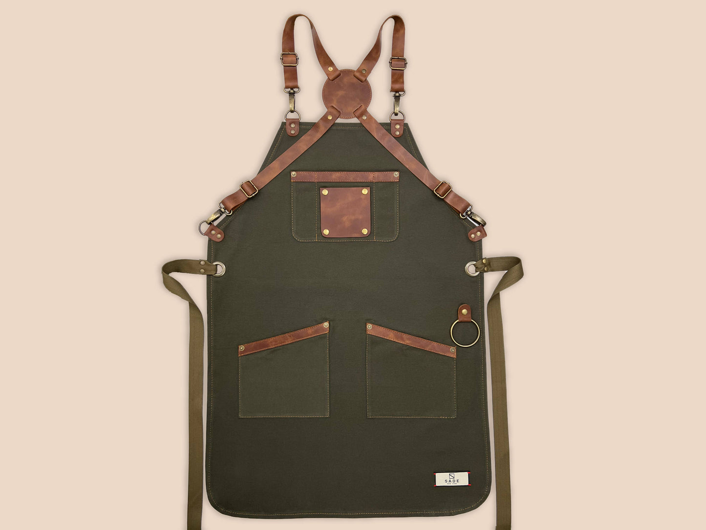 Apron For Men and Women | Personalized | Leather Straps: Green