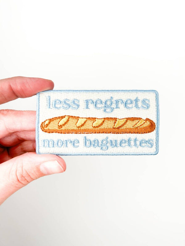 Less Regrets More Baguettes Embroidered Iron-On Patch
