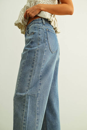 Denim Barrel Jeans - Medium Wash