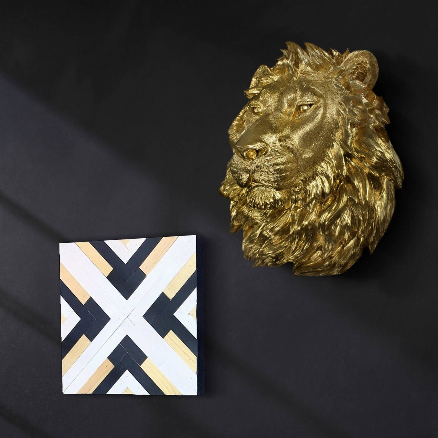 The Saharan Large Lion Head Faux Taxidermy Single Color: Gold