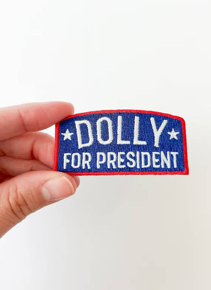 Dolly for President Navy Iron-On Patch Western Cowgirl