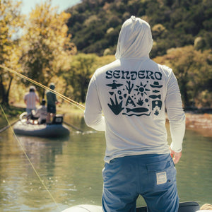 Graphic Yucatan Bamboo Hoodie: Frio Blue Print