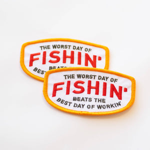 Fishin' Beats Workin' Embroidered Iron on Patch