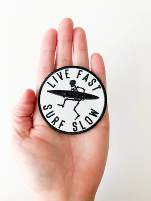 Live Fast Surf Slow Patch Embroidered Iron-On Patch