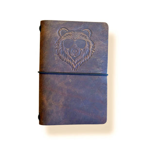 Refillable Leather Journal - Aviator Bear